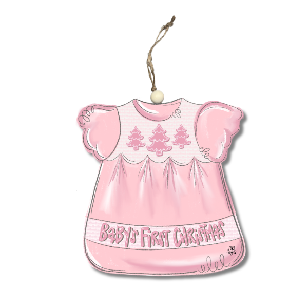 Pink Dress Baby's First Christmas Ornament