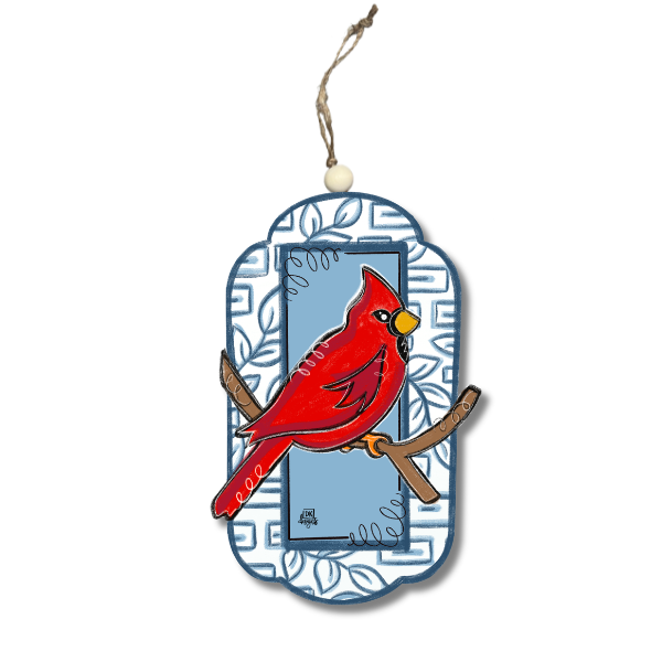 Blue and White Cardinal Ornament