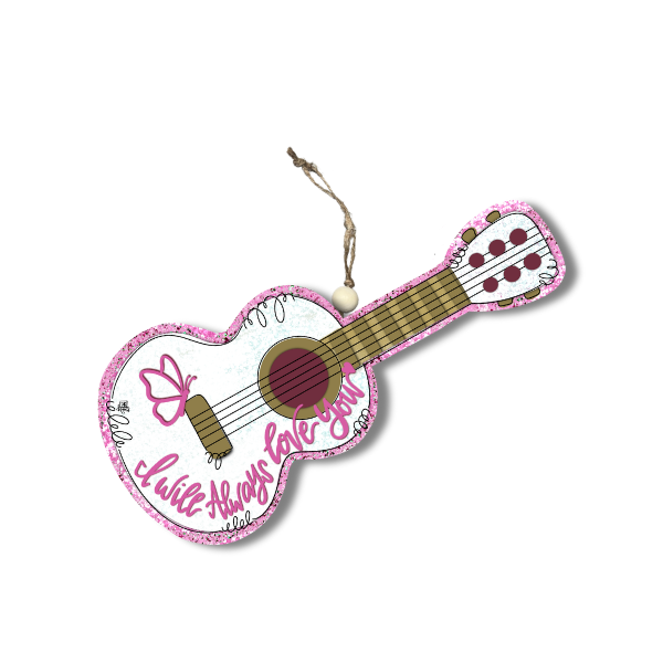 Guitar Love Wooden Ornament