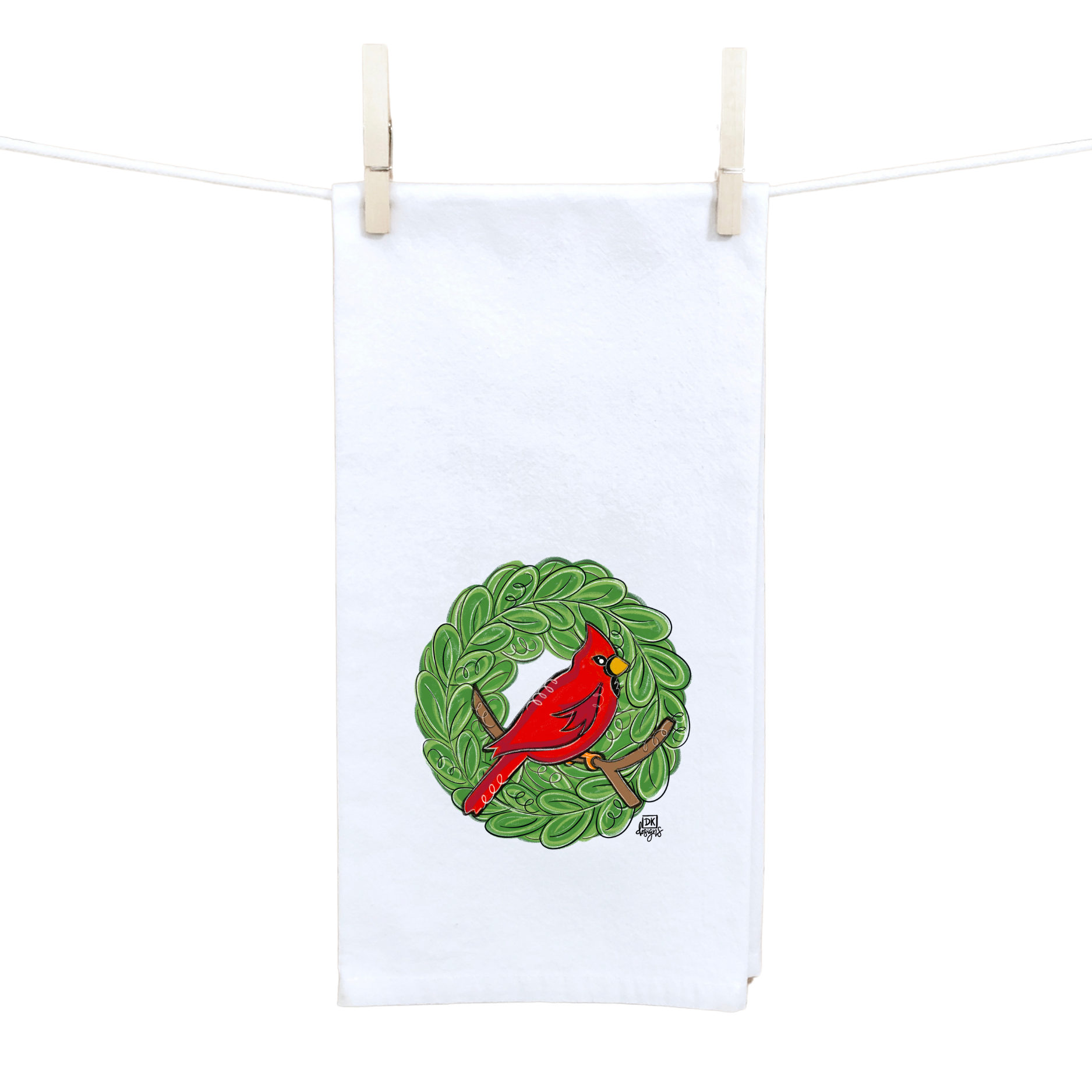 Cardinal Wreath Tea Towel