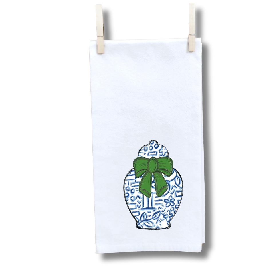 Green Chinoiserie Jar Towel