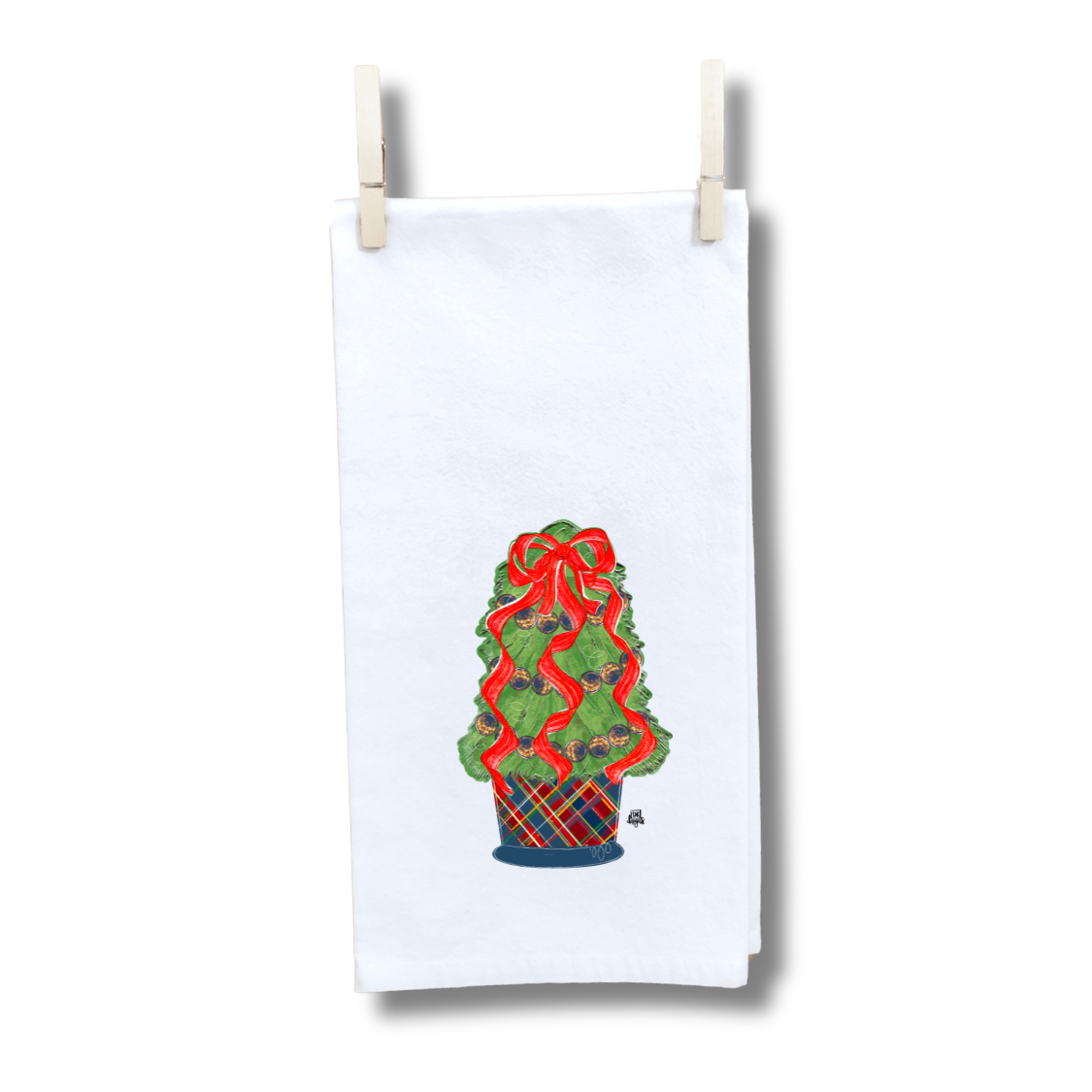 Plaid Navy Tree Towel