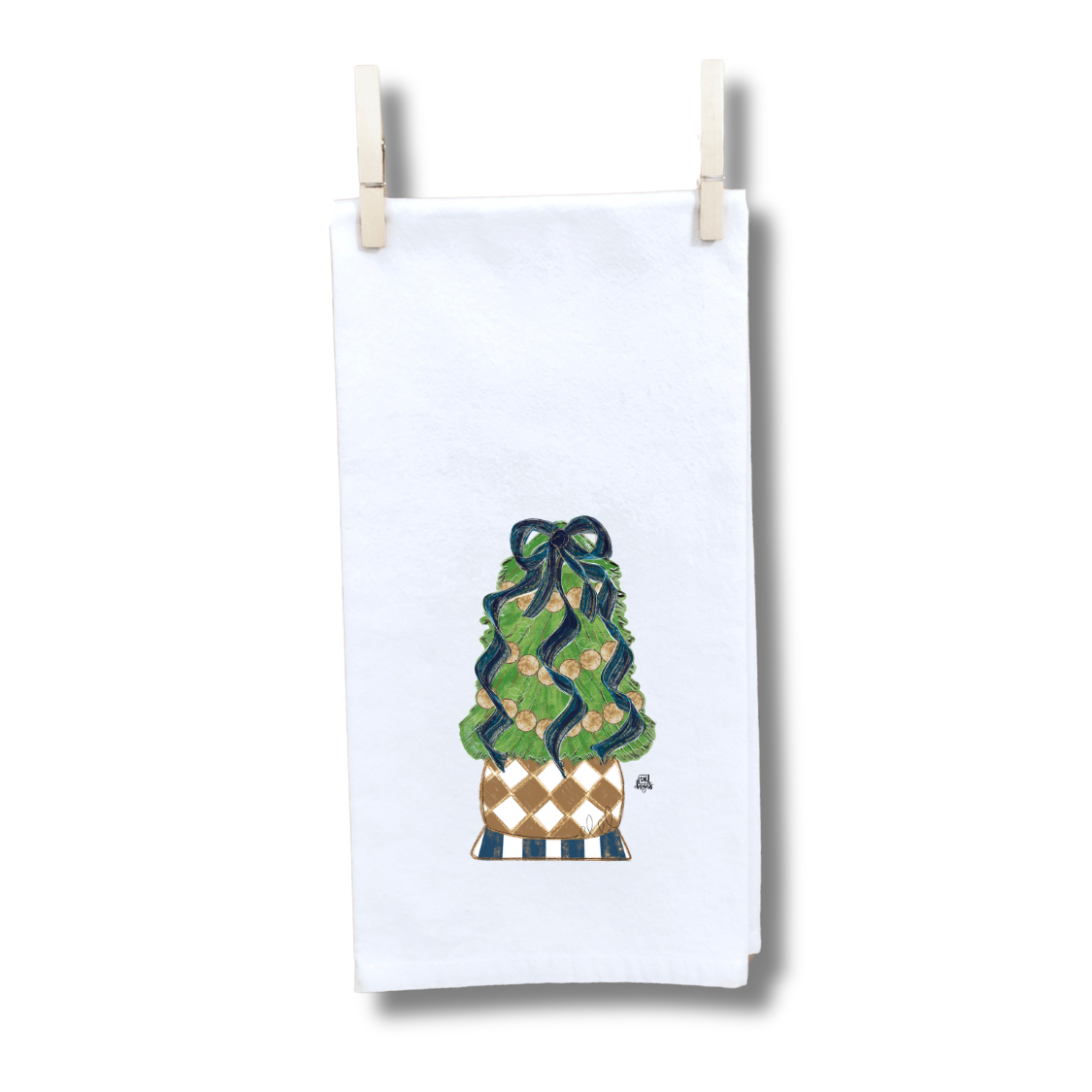 Navy and Gold Christmas Tree Towel