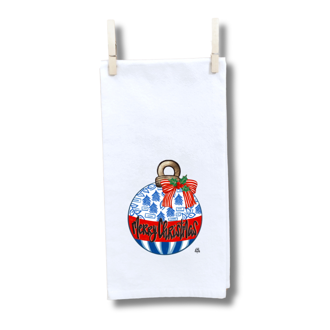 Blue and White Bulb Towel
