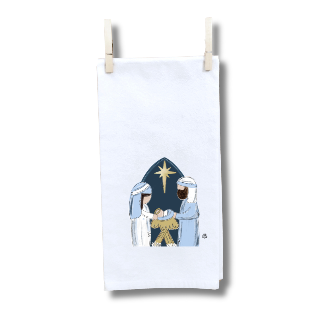 Blue and White Nativity Towel