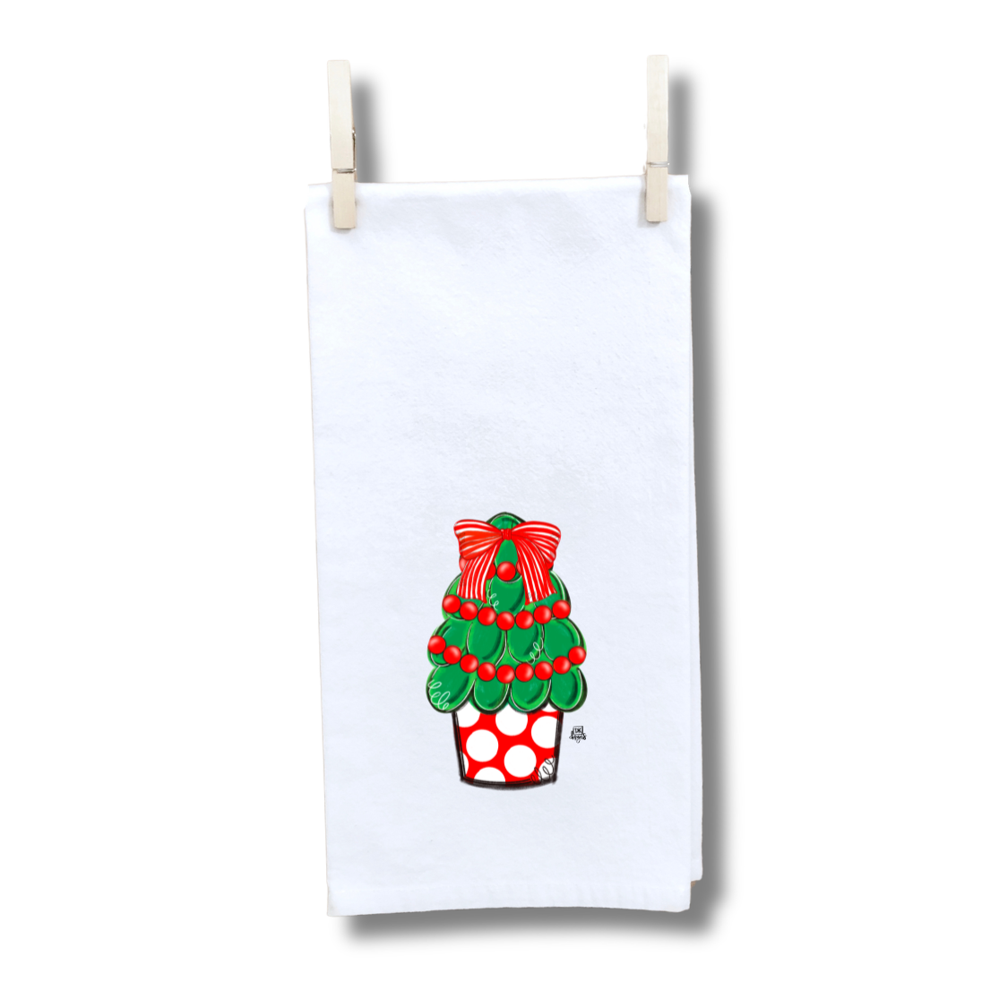 Red Dot Christmas Tree Towel