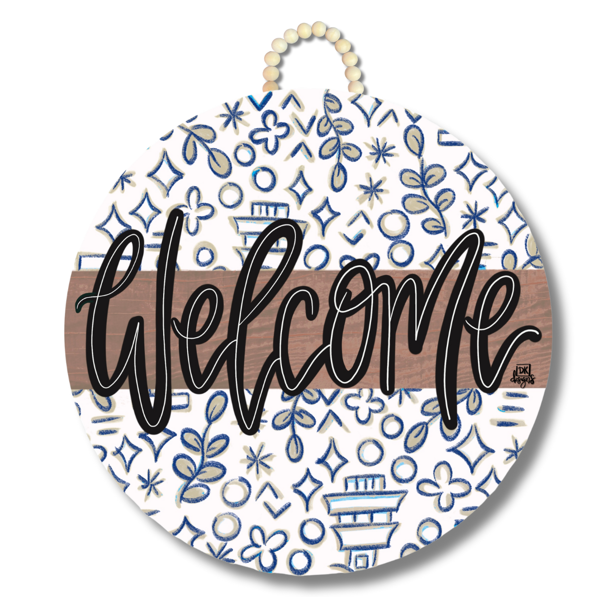 Mocha Chinoserie - Welcome Door Hanger image 0